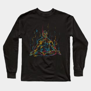 abstract colorful man meditates yoga Long Sleeve T-Shirt